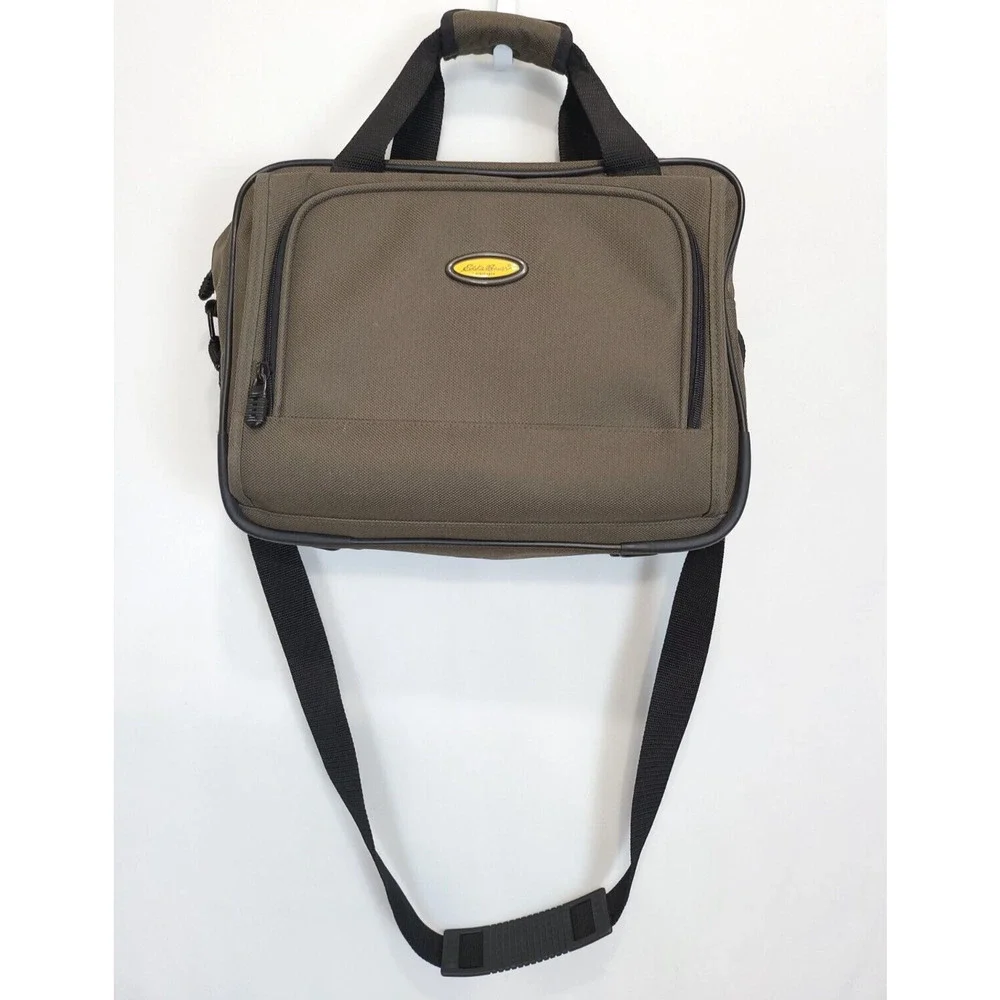 Eddie Bauer Luggage Carry On Handle &‎ Shoulder Strap Canvas Bag Olive Black